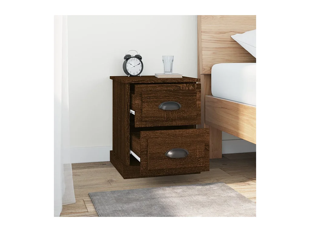 Nachtkastjes 2 stuks eikenbruin 39x39x47,5cm bewerkt hout
