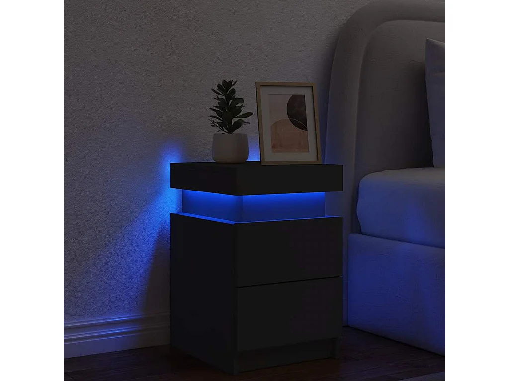 Table de chevet avec lumières LED noir 35x39x55 cm