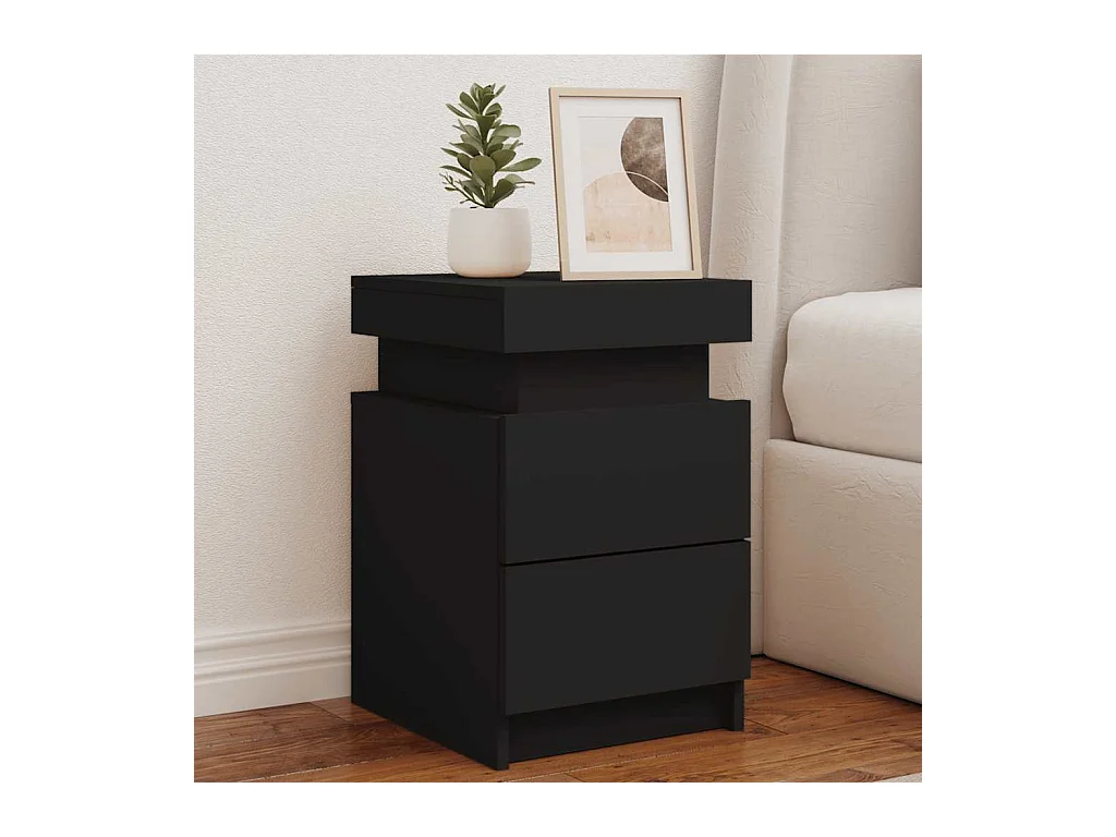 Table de chevet avec lumières LED noir 35x39x55 cm