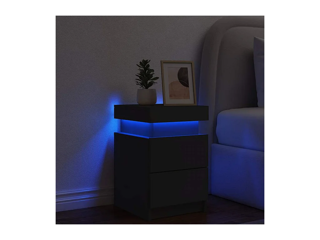Table de chevet avec lumières LED noir 35x39x55 cm