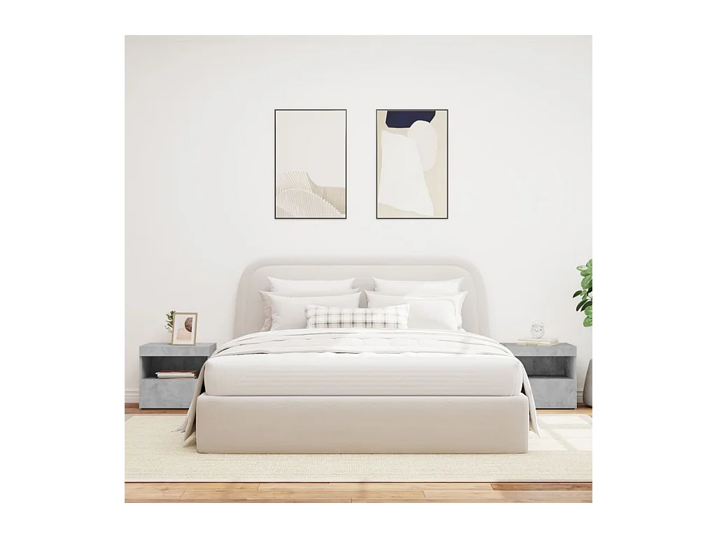 Nachttische mit LED-Leuchten 2 Stück Betongrau 50x40x45 cm