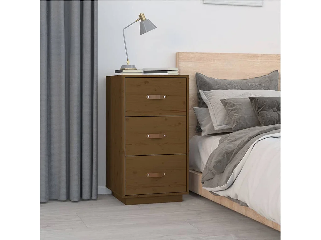  Table de chevet Marron miel 40x40x75 cm Bois de pin solide