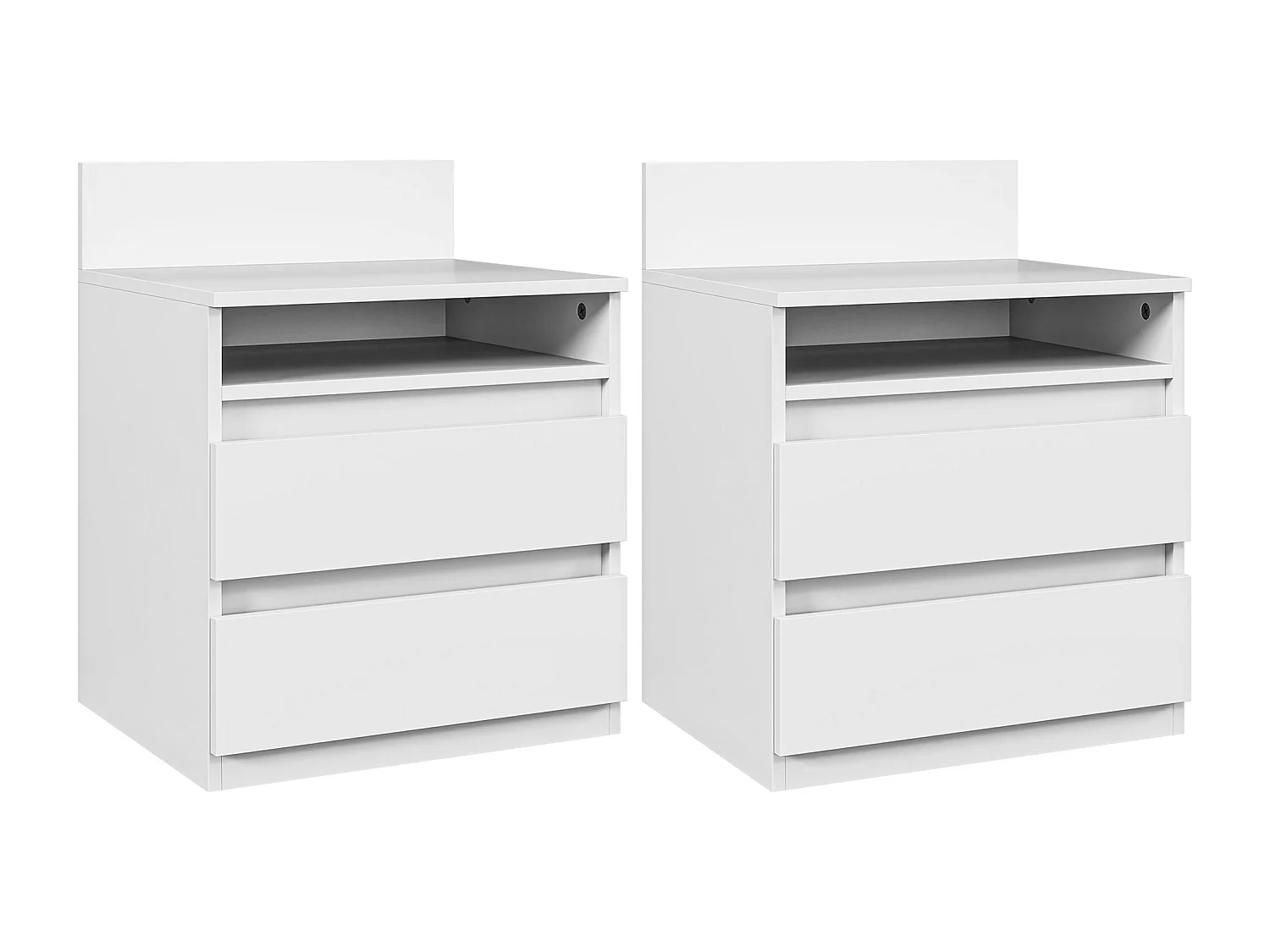 Table de chevet 2 tiroirs, table d'appoint avec étagère, bois MDF, blanc (39.6x32.3x50.4 cm)