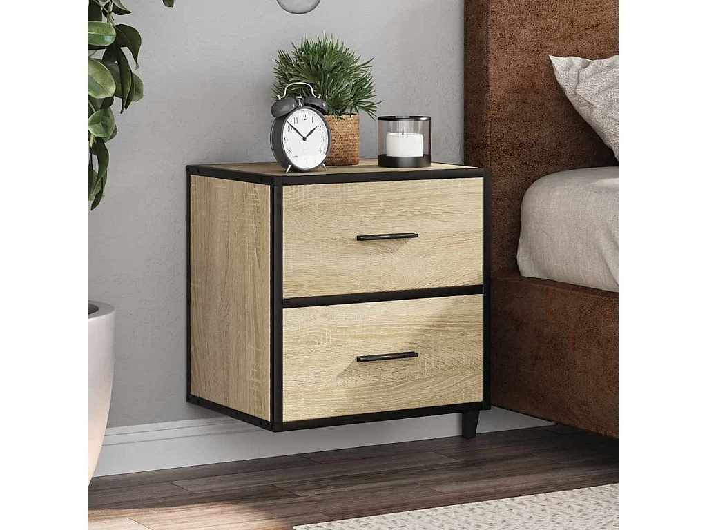 Comodini da parete 2 pz rovere sonoma 40x31x39,5 cm