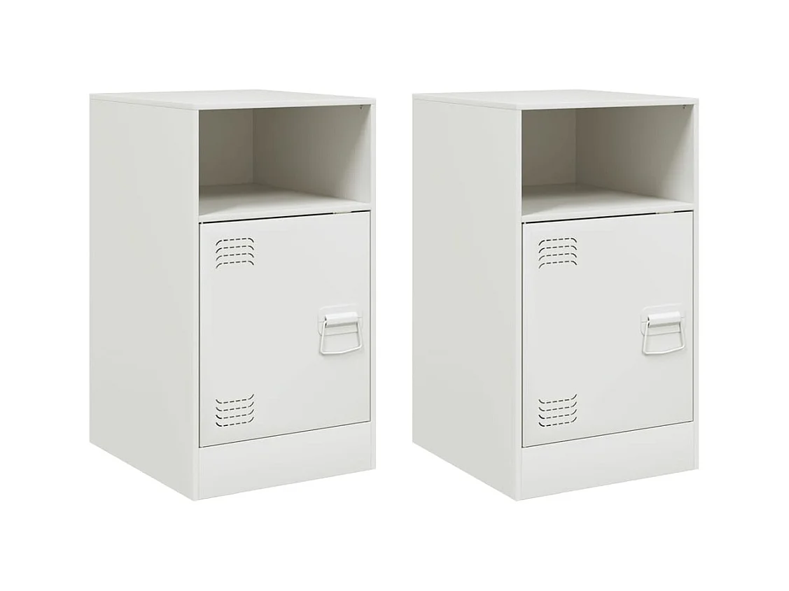Tables de chevet 2 pcs blanc 34,5x39x62 cm acier