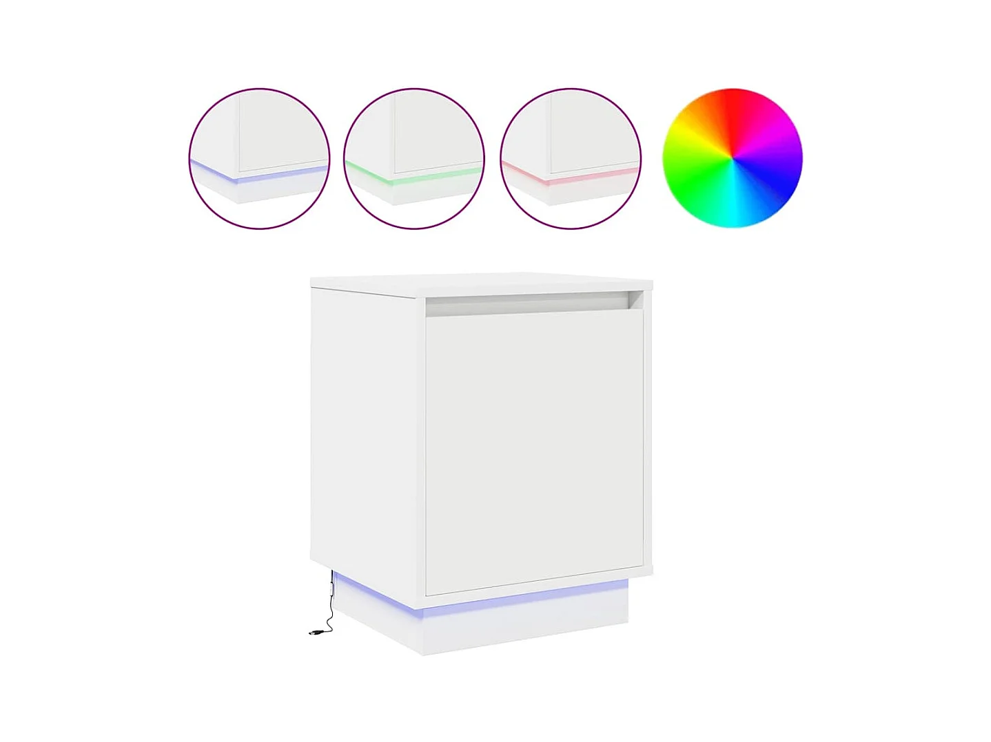 Coffres de chevet avec lumières LED 2 pcs Blanc 39x34,5x50 cm