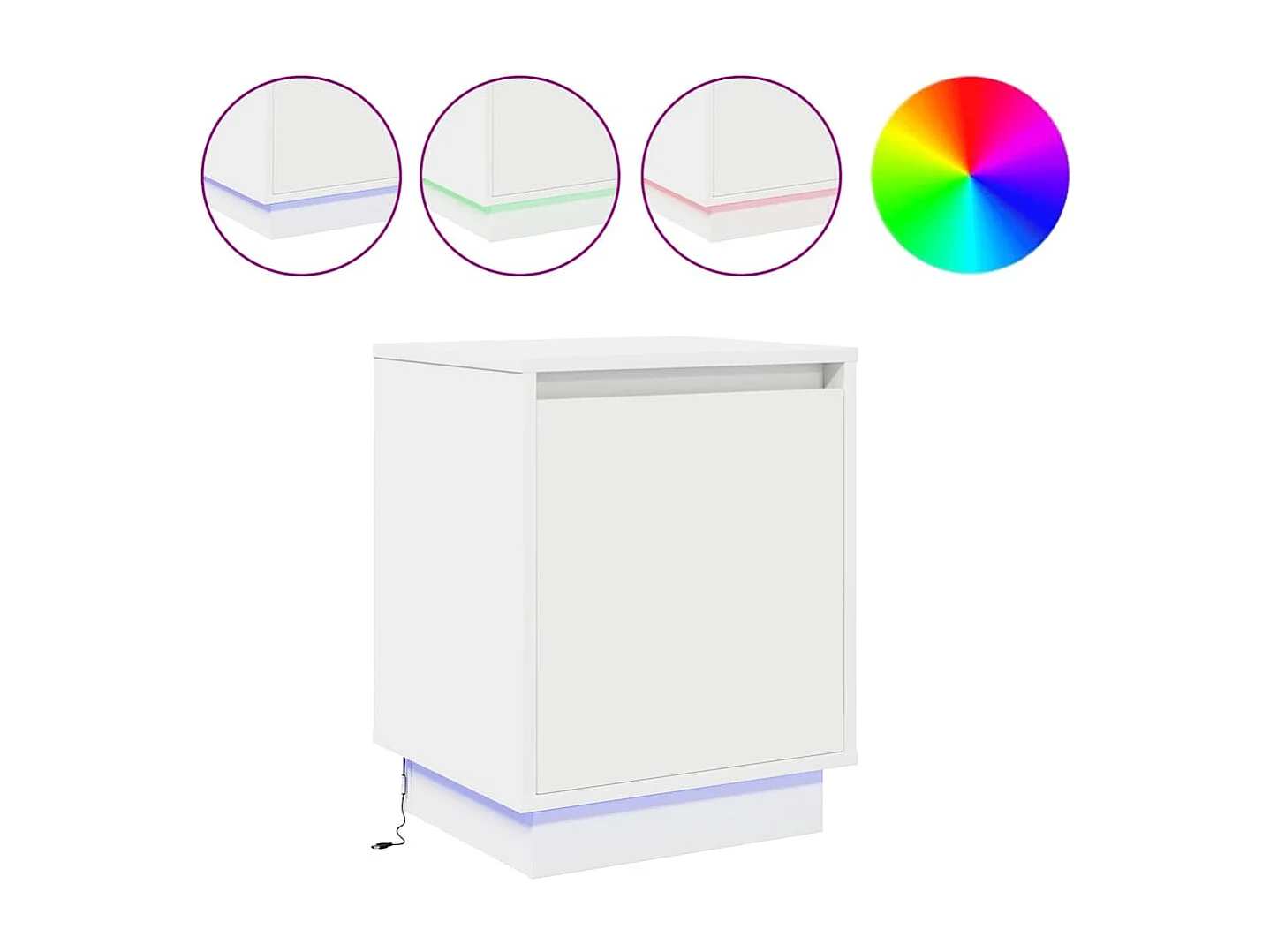 Comodini con luci LED 2 pz Bianco 39x34,5x50 cm