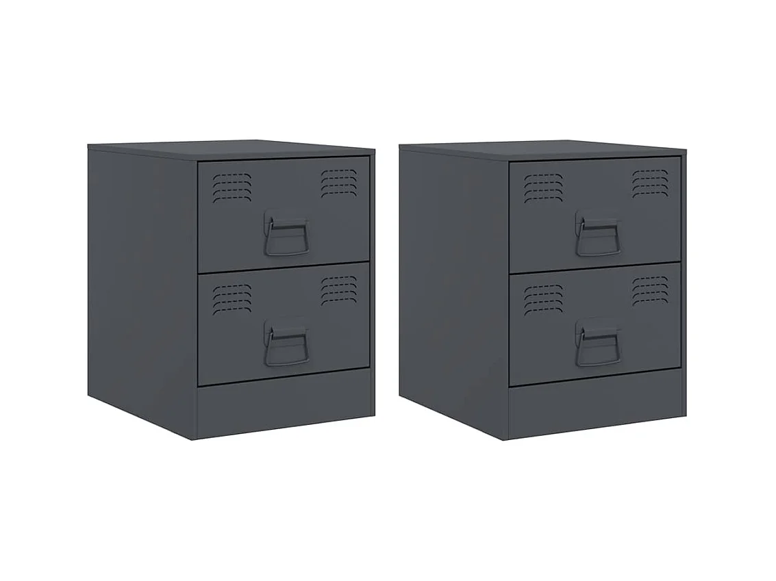 Tables de chevet 2 pcs anthracite 34,5x39x44 cm acier