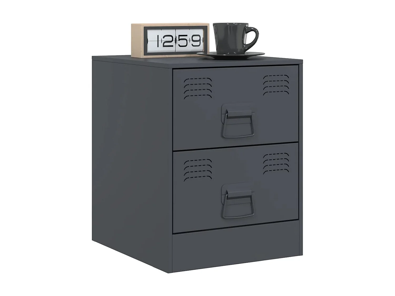 Comodini 2 pz antracite 34,5x39x44 cm acciaio