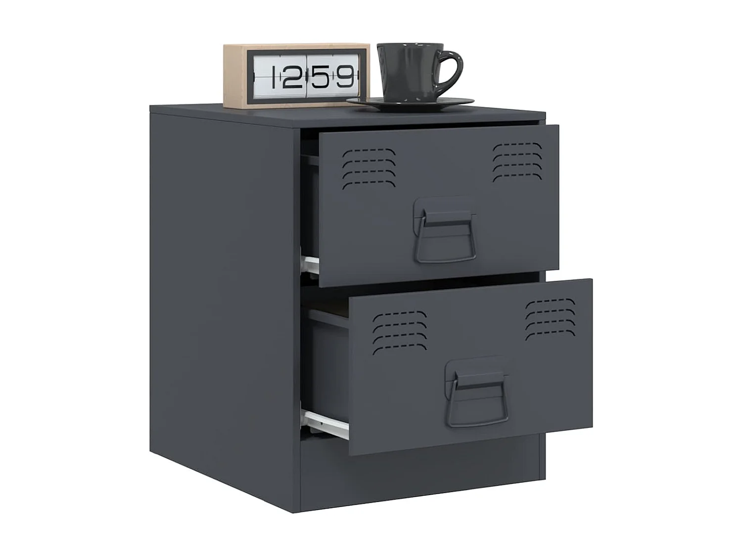 Comodini 2 pz antracite 34,5x39x44 cm acciaio