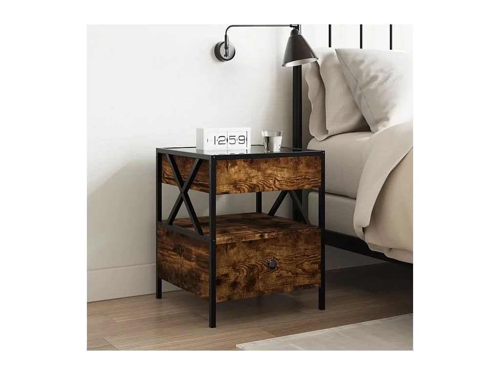 Nachttisch mit Infinity LED Räuchereiche 40x40x51 cm