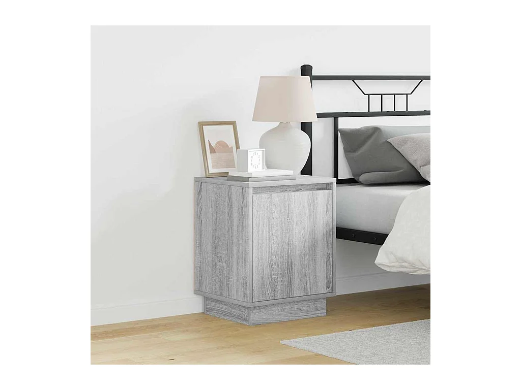 Nachttische mit LED-Leuchten 2 Stück Sonoma Grau 39x34,5x50 cm