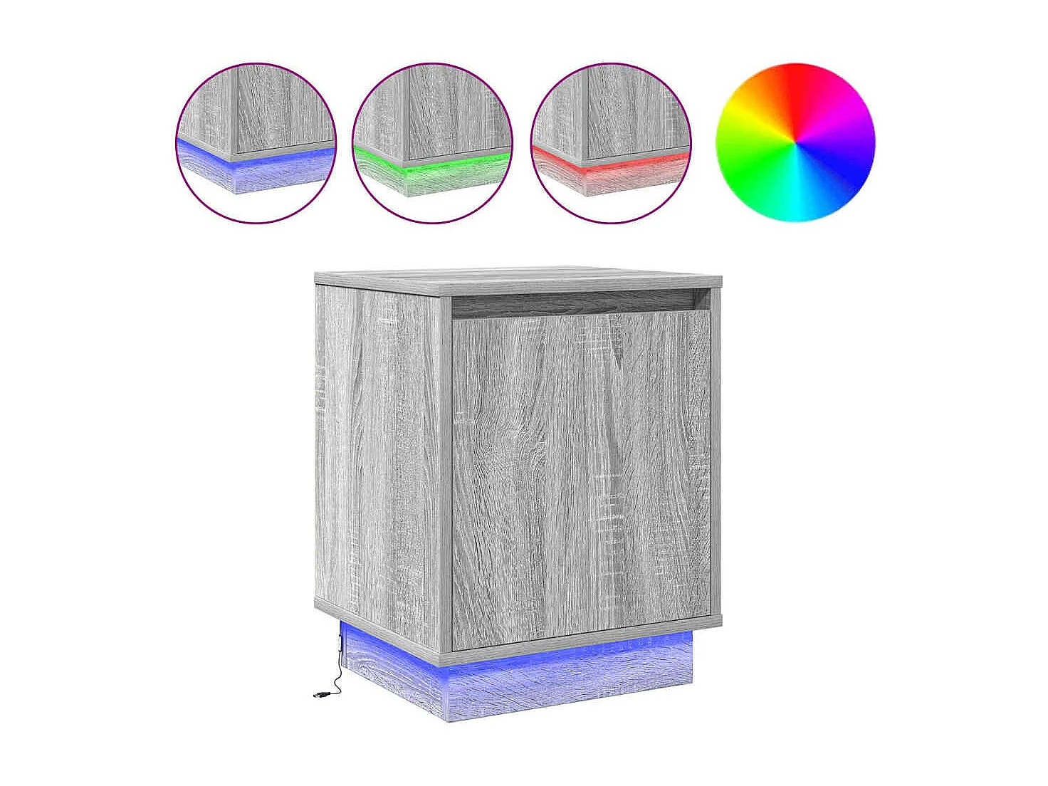 Tables de chevet avec lumières LED 2 pièces Gris Sonoma 39x34,5x50 cm