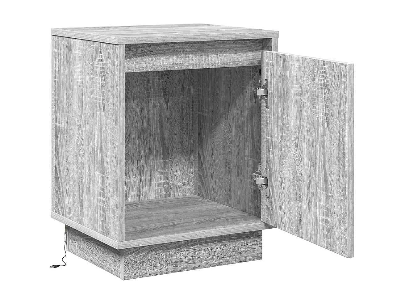 Tables de chevet avec lumières LED 2 pièces Gris Sonoma 39x34,5x50 cm