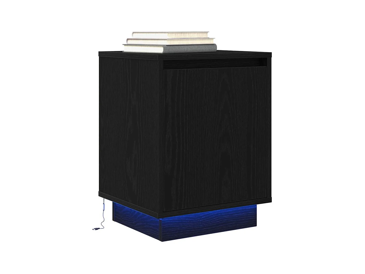 Table de chevet avec lumières LED noir 38x34x50 cm