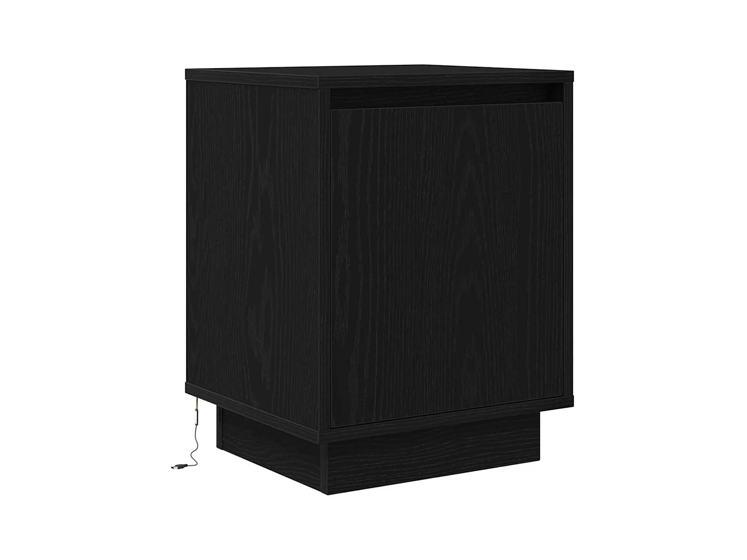 Mesita de noche con luces LED negra 38x34x50 cm