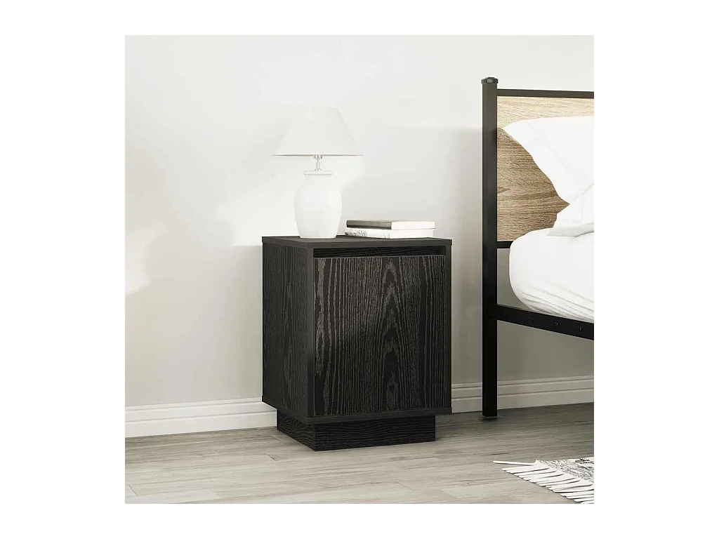 Mesita de noche con luces LED negra 38x34x50 cm