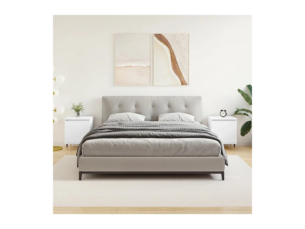 Comodini 2 pezzi bianchi 40x30x50 cm in legno ingegnerizzato