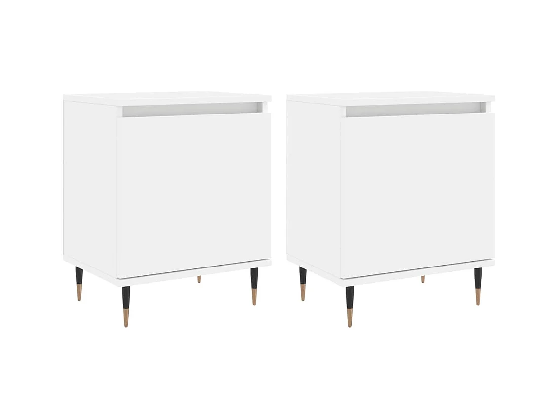 Comodini 2 pezzi bianchi 40x30x50 cm in legno ingegnerizzato