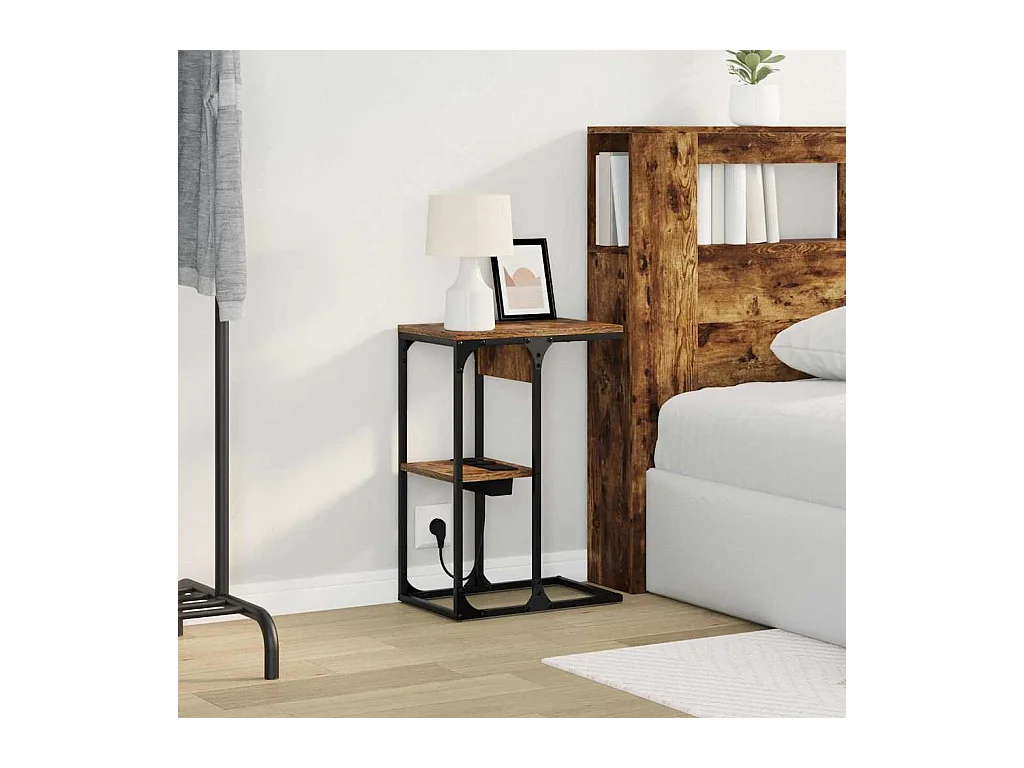 Table de chevet Chêne fumé 41.5 x 26 x 60.5 cm