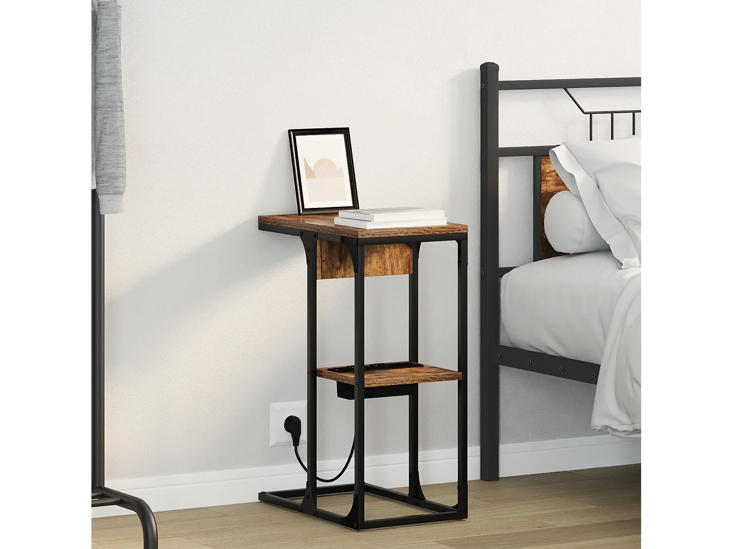 Table de chevet Chêne fumé 41.5 x 26 x 60.5 cm