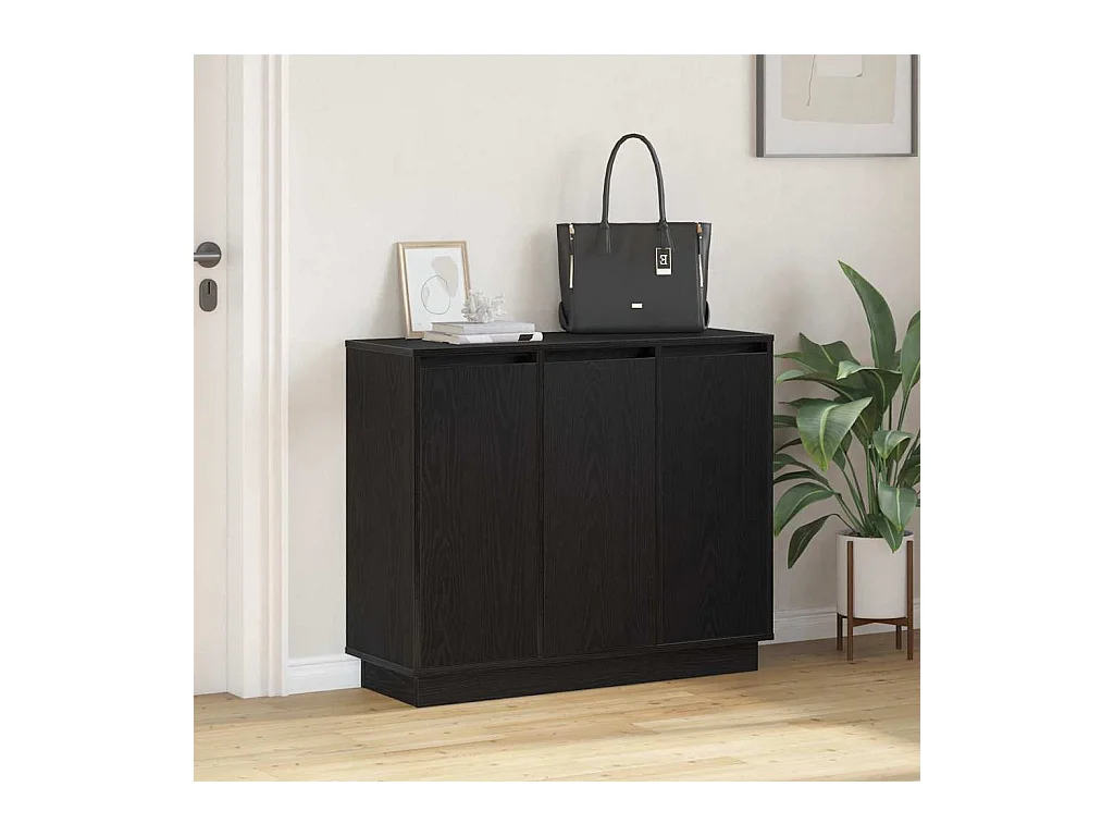 Dressoir met LED in zwart eiken 90x32x75 cm in bewerkt hout