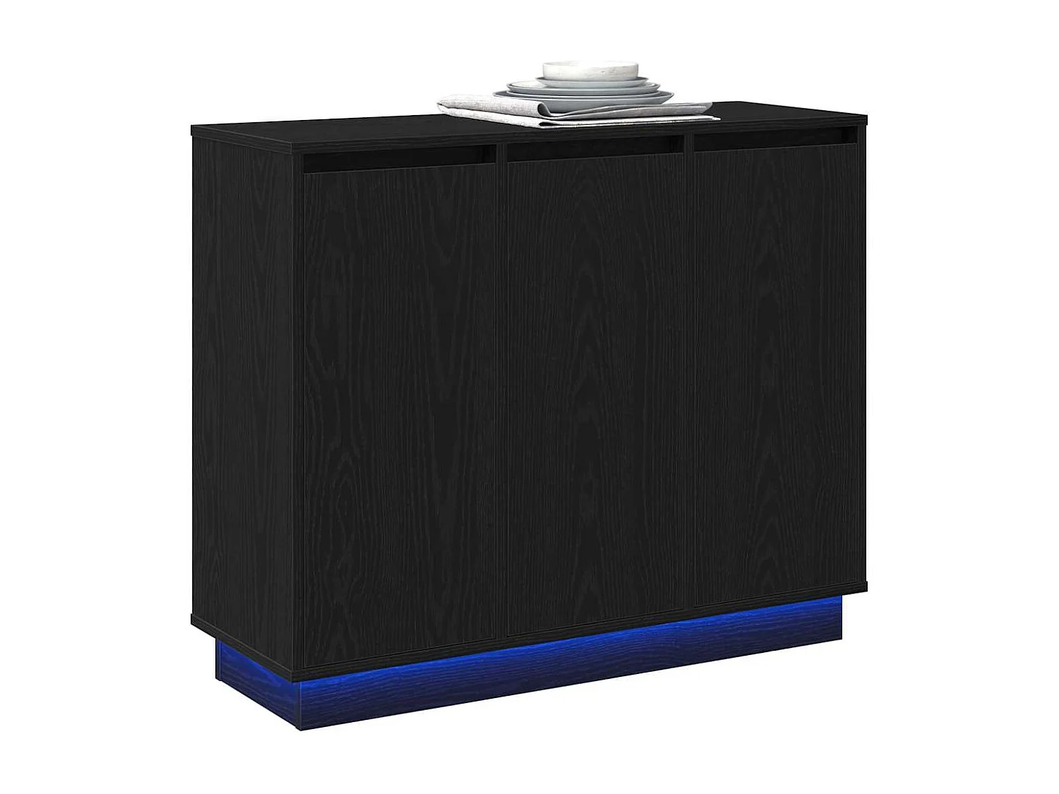 Credenza con LED in rovere nero 90x32x75 cm in legno ingegnerizzato