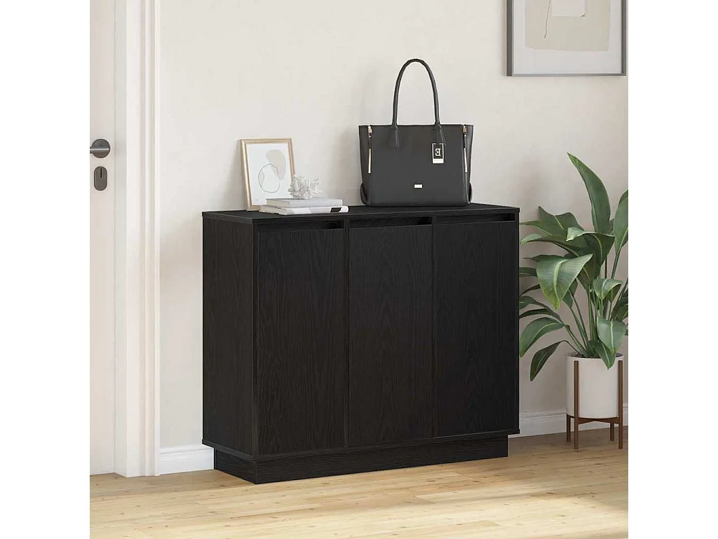 Credenza con LED in rovere nero 90x32x75 cm in legno ingegnerizzato