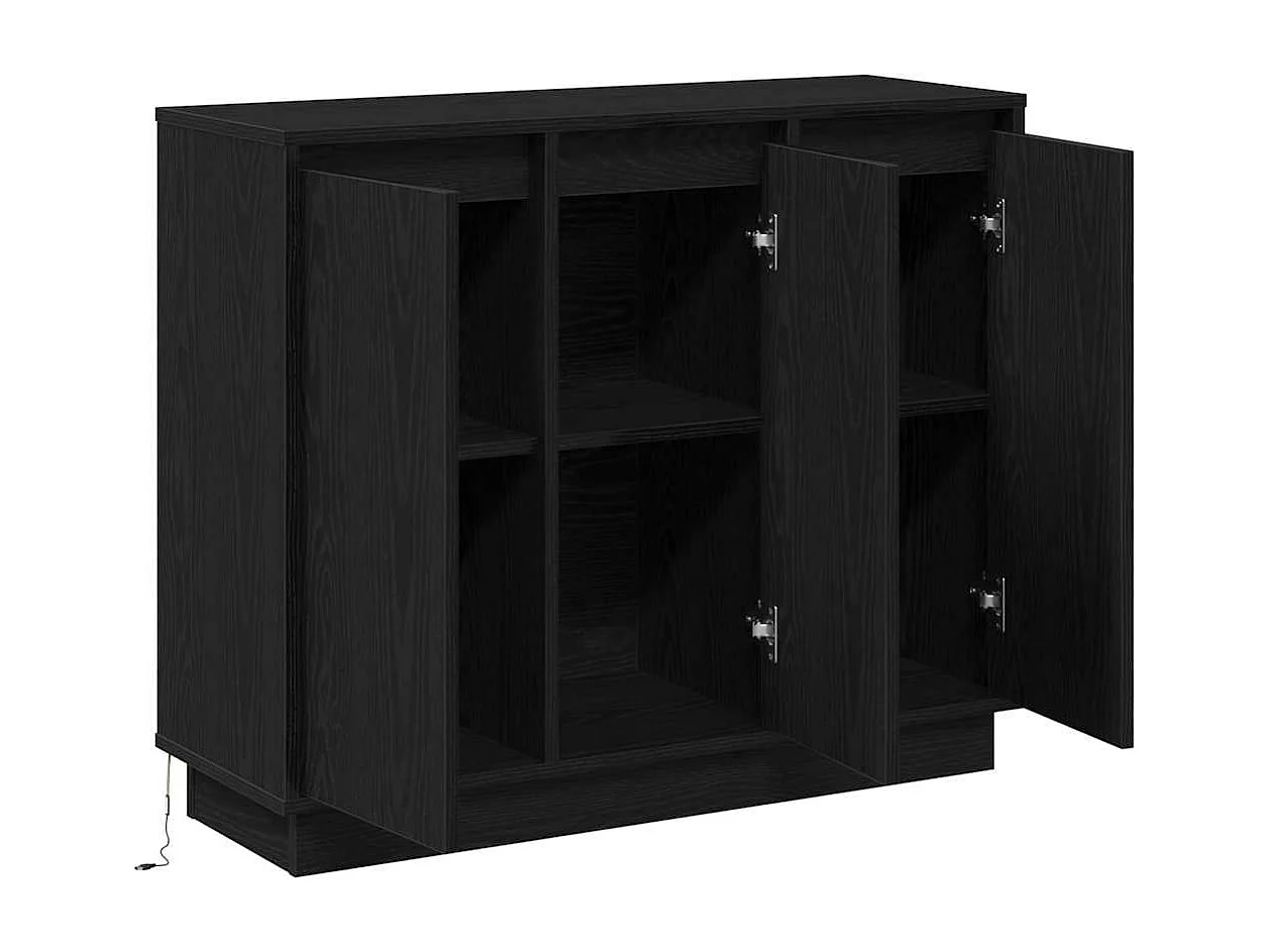 Credenza con LED in rovere nero 90x32x75 cm in legno ingegnerizzato