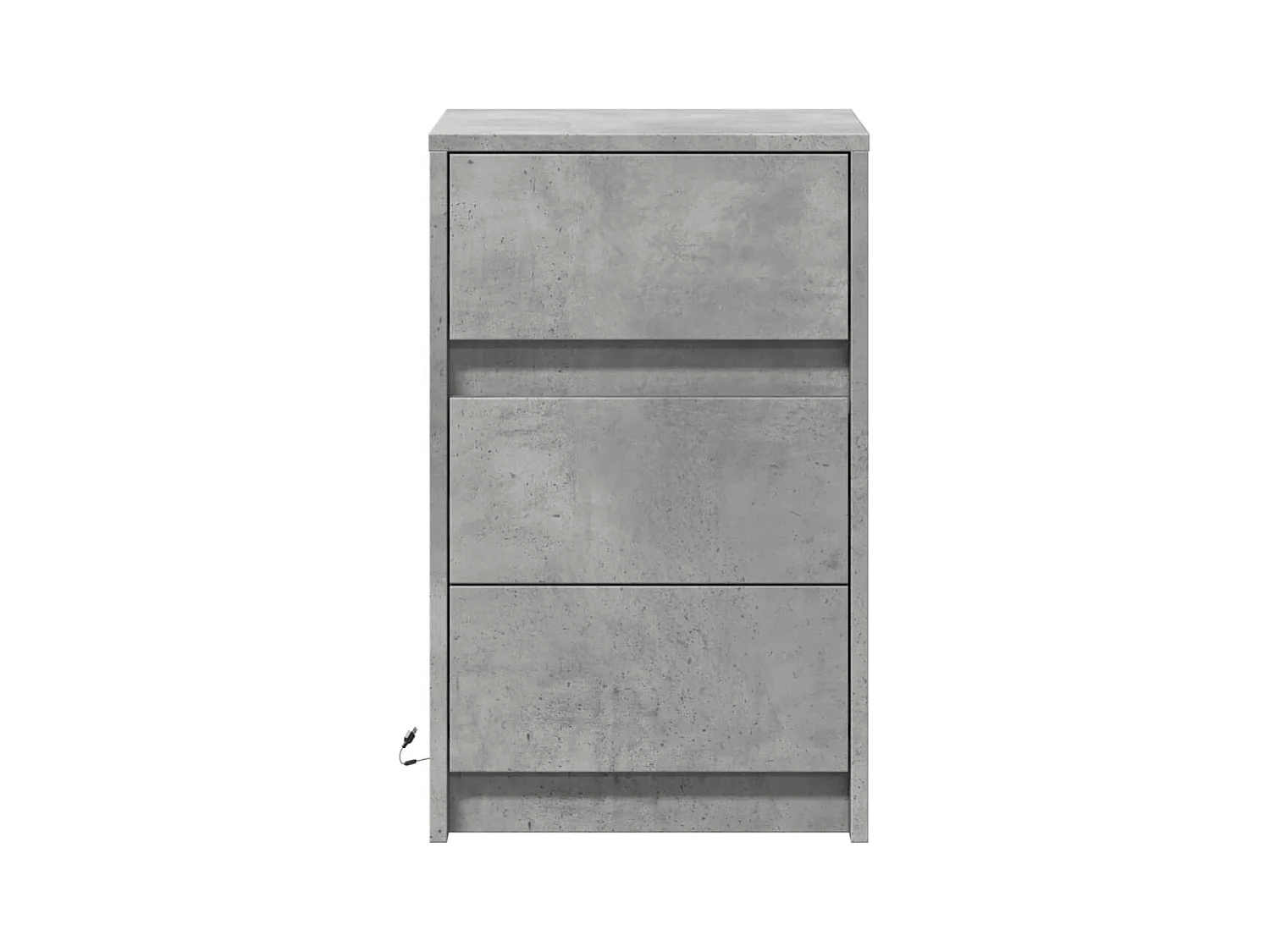 Armoire de chevet et lumières LED gris béton bois d'ingénierie