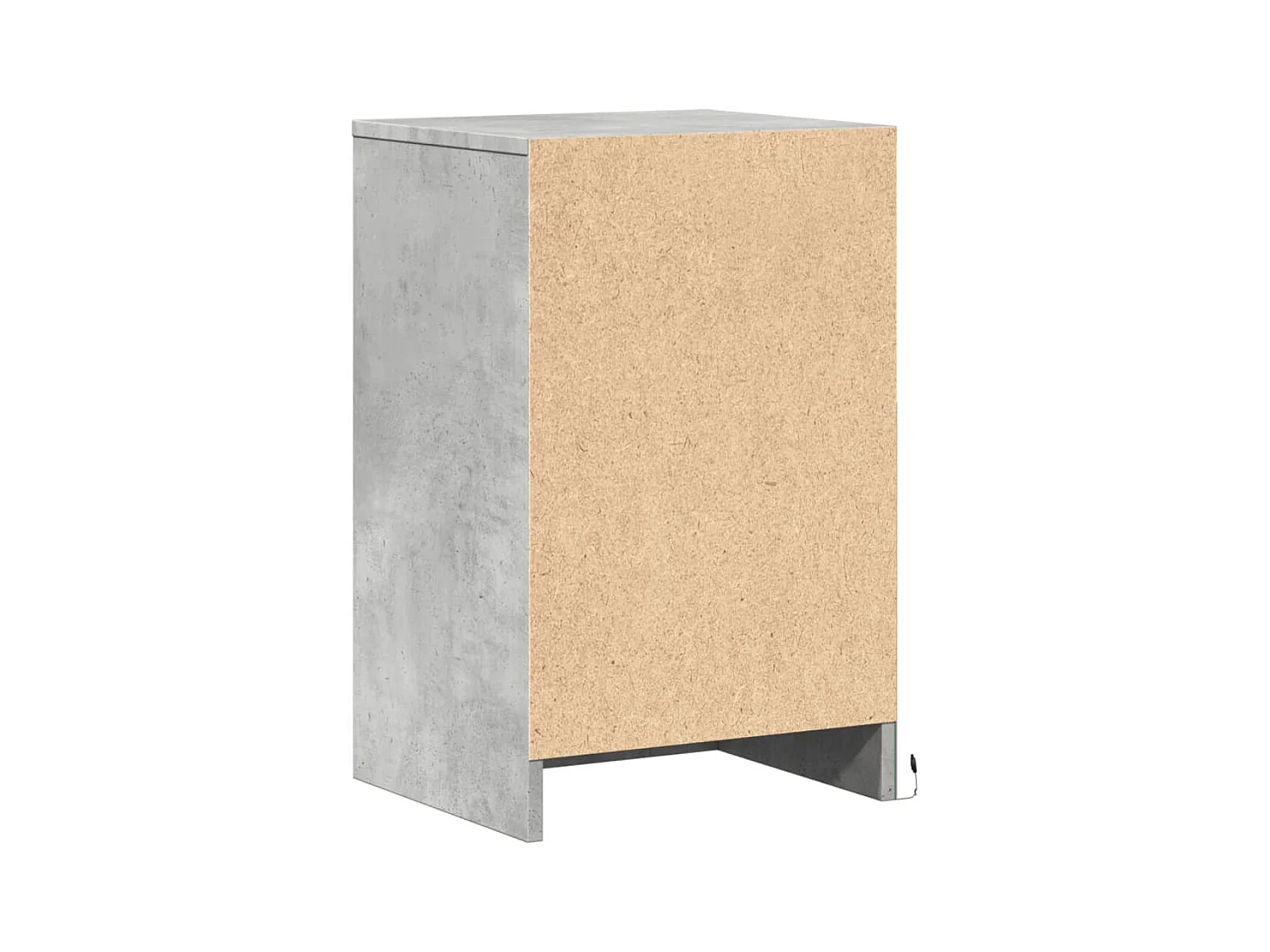 Armoire de chevet et lumières LED gris béton bois d'ingénierie