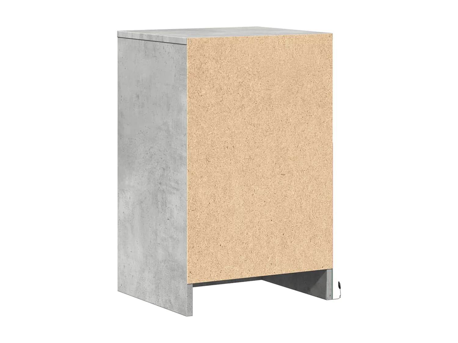 Armoire de chevet et lumières LED gris béton bois d'ingénierie