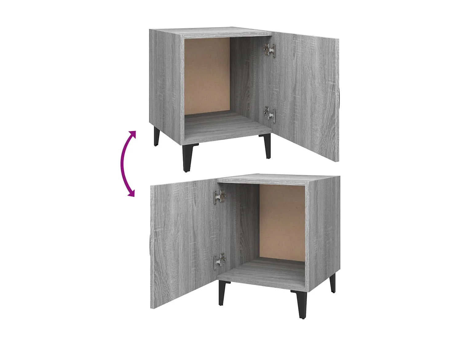 Set comodini da 2 pezzi in legno ingegnerizzato grigio Sonoma