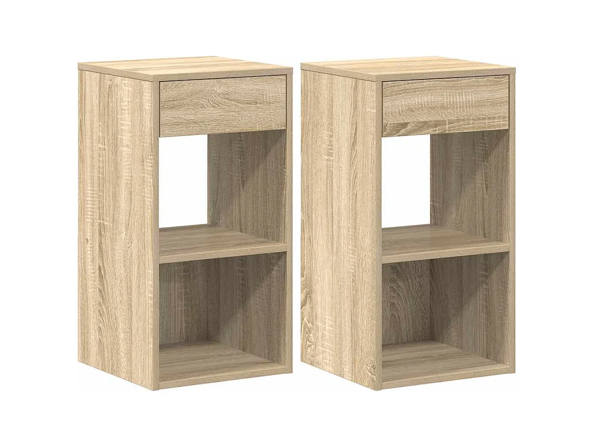 Tables de chevet avec tiroir 2 pcs chêne sonoma 35x34x66,5 cm