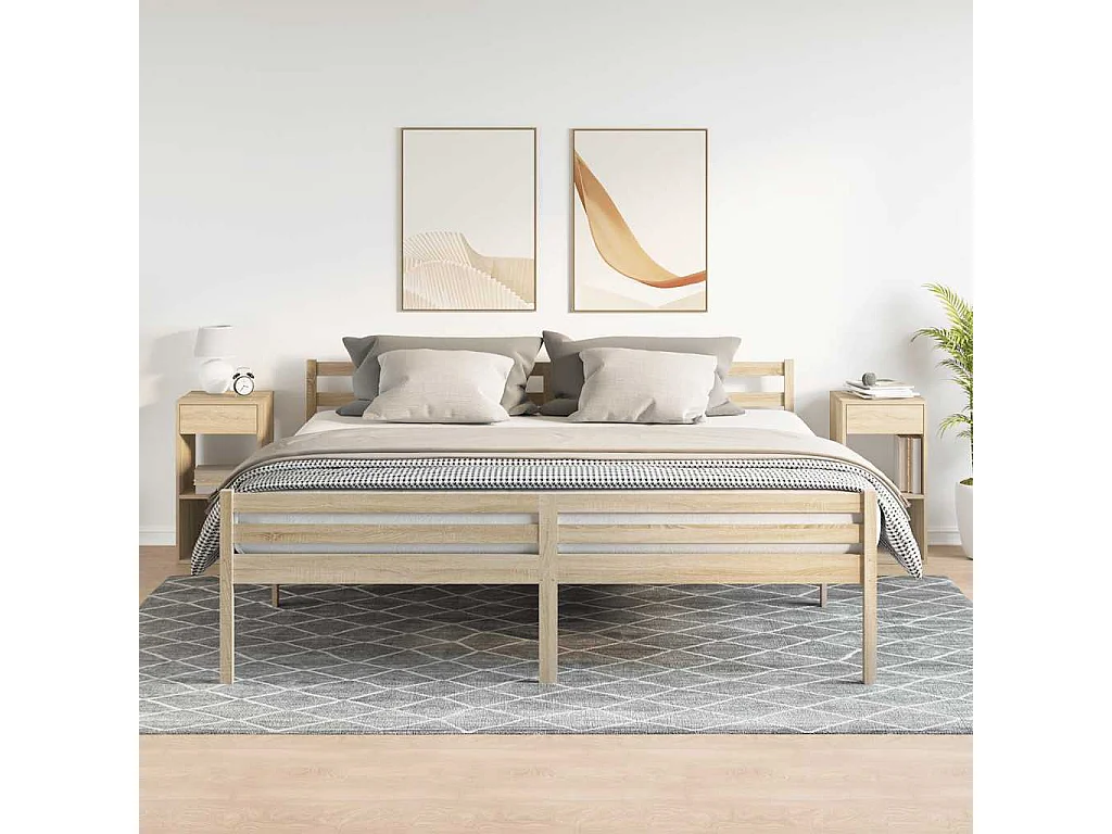 Tables de chevet avec tiroir 2 pcs chêne sonoma 35x34x66,5 cm