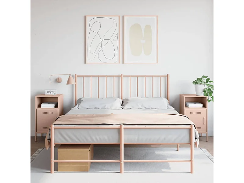 Tables de chevet 2 pcs rose 36x39x68 cm acier