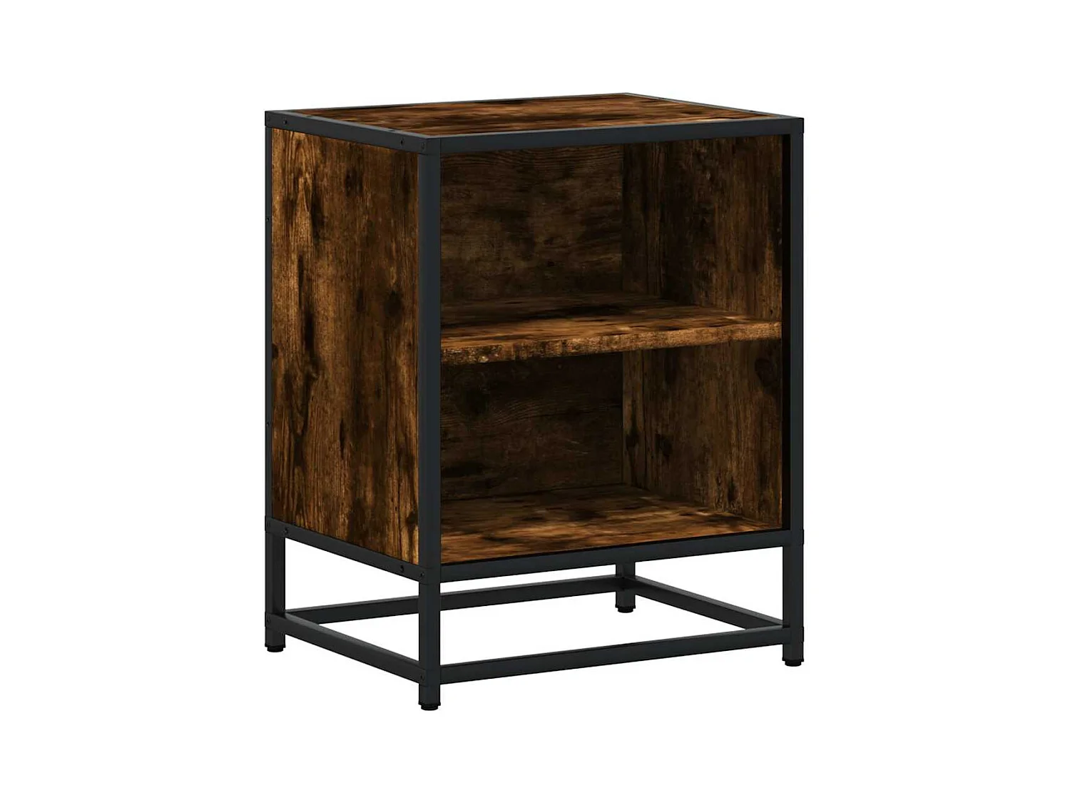 Table de chevet chêne fumé 40x31x50 cm bois d'ingénierie métal