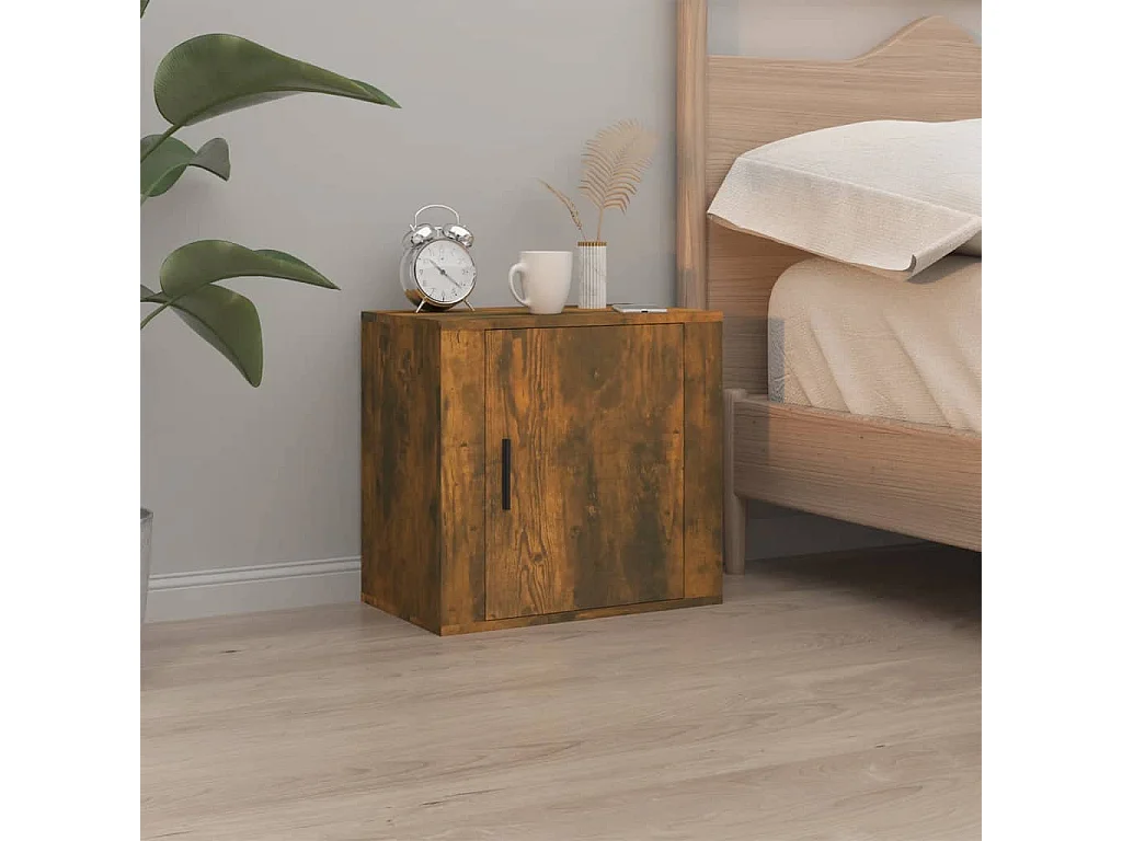 Comodino da parete in rovere affumicato 50x30x47 cm