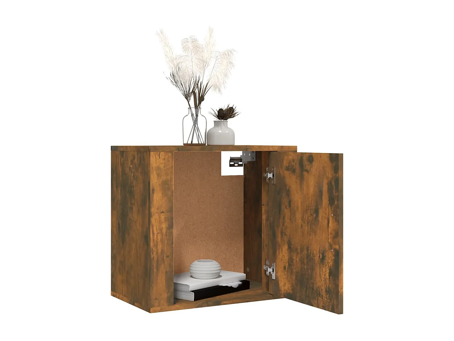 Comodino da parete in rovere affumicato 50x30x47 cm