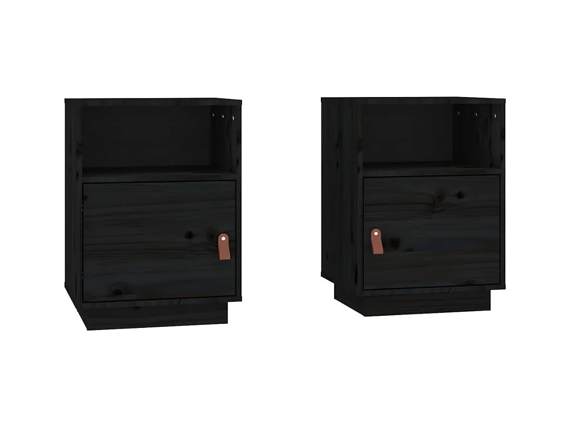 Tables de chevet 2 pcs Noir 40x34x55 cm Bois de pin massif