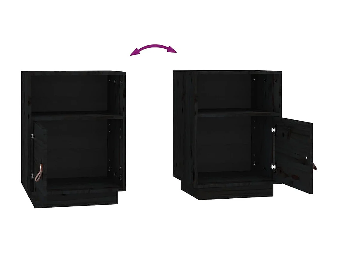 Tables de chevet 2 pcs Noir 40x34x55 cm Bois de pin massif