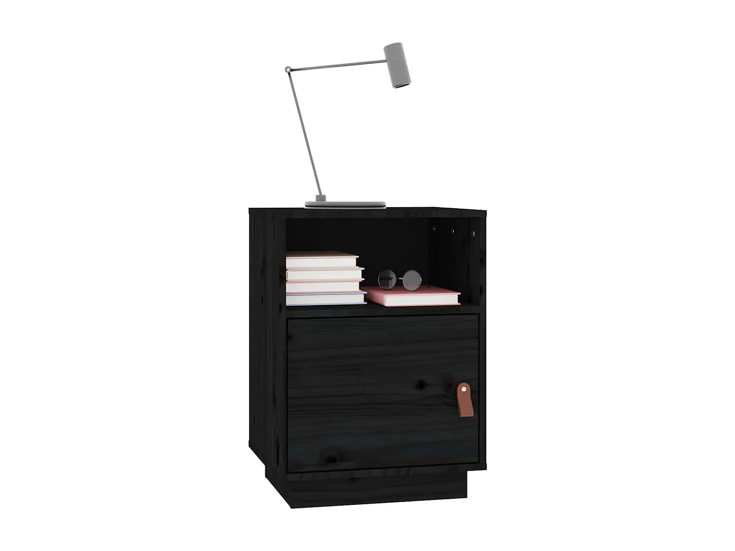 Comodini 2 pz Nero 40x34x55 cm Legno massello di pino