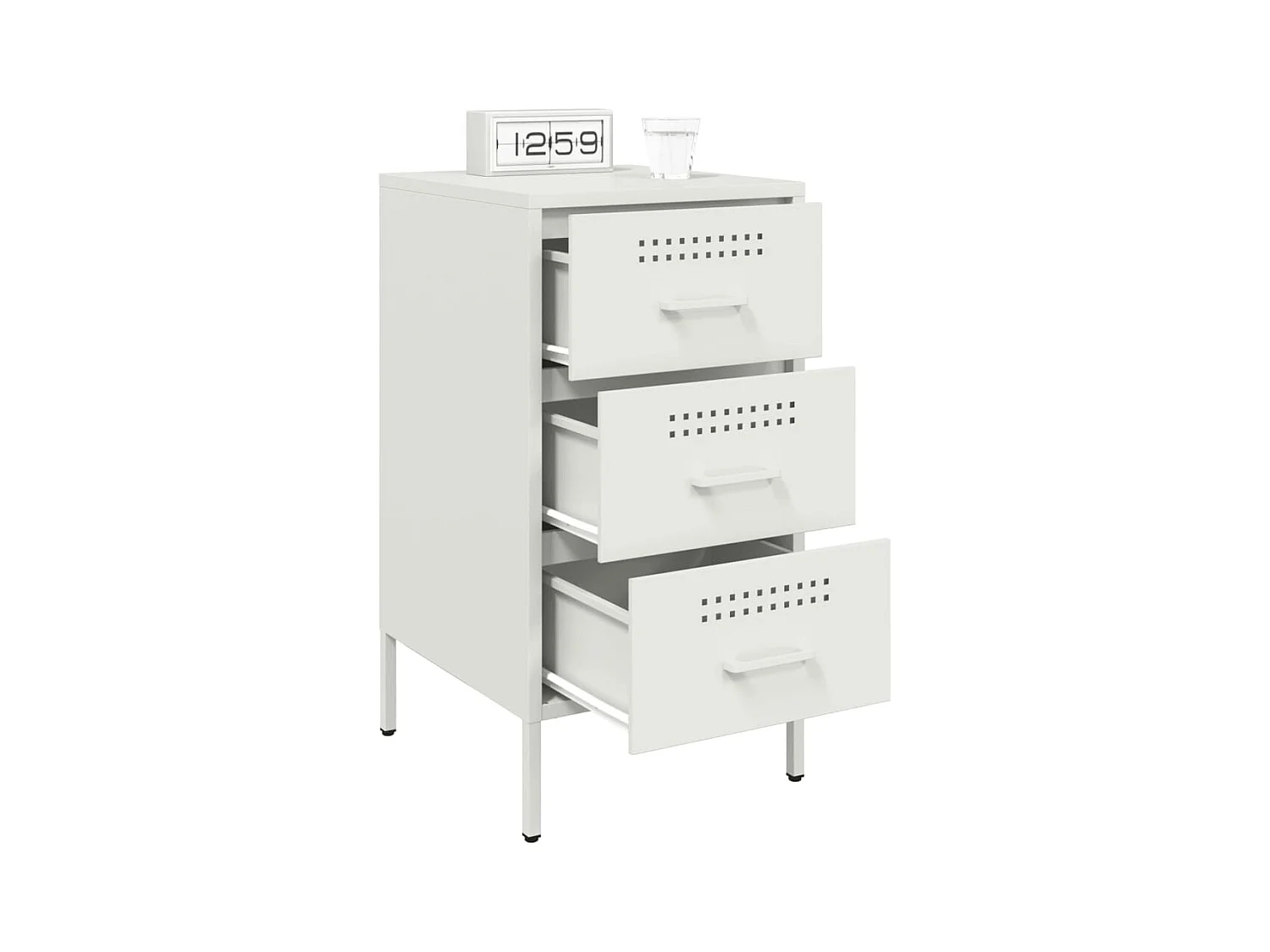 Table de chevet blanc 36x39x68 cm acier