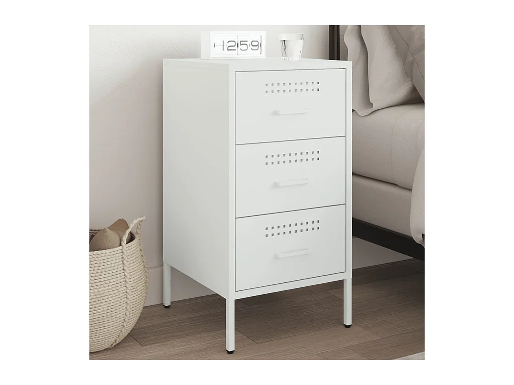 Table de chevet blanc 36x39x68 cm acier
