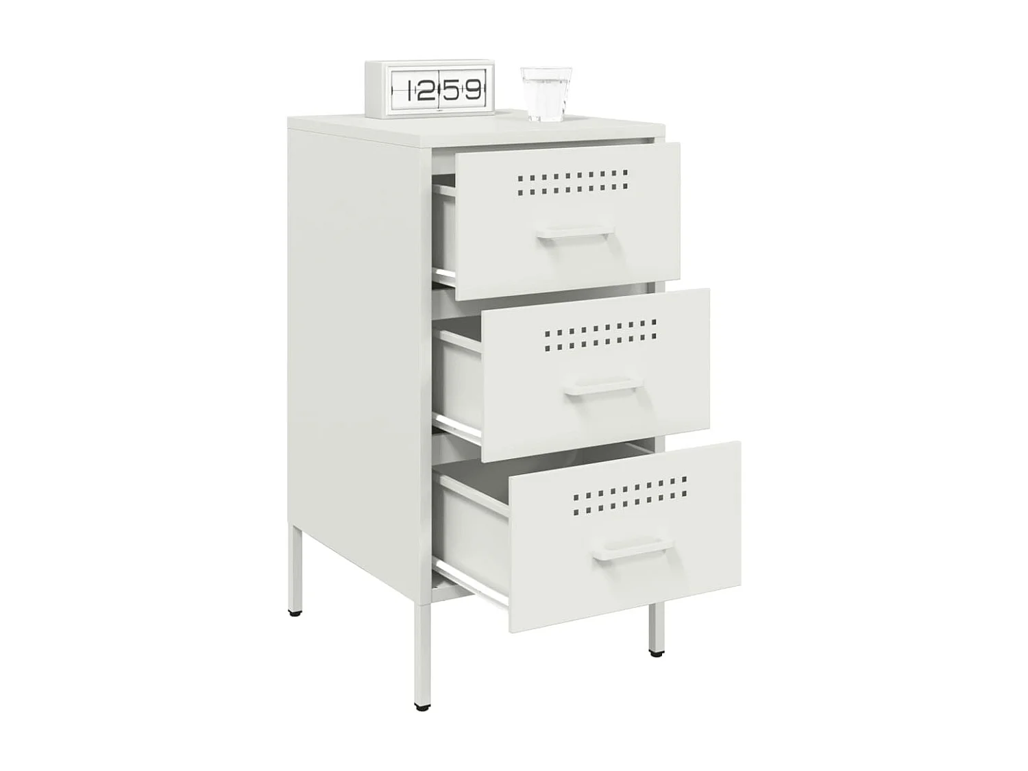 Table de chevet blanc 36x39x68 cm acier