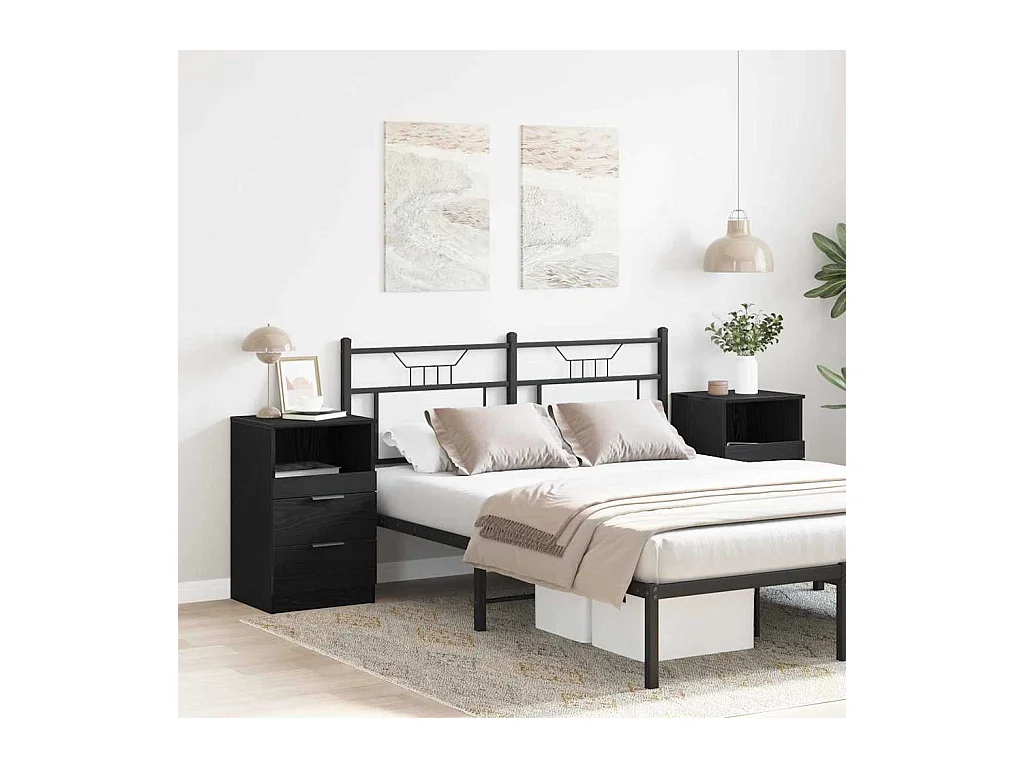 Tables de chevet 2 pcs Chêne noir 40x35x65 cm Bois d'ingénierie