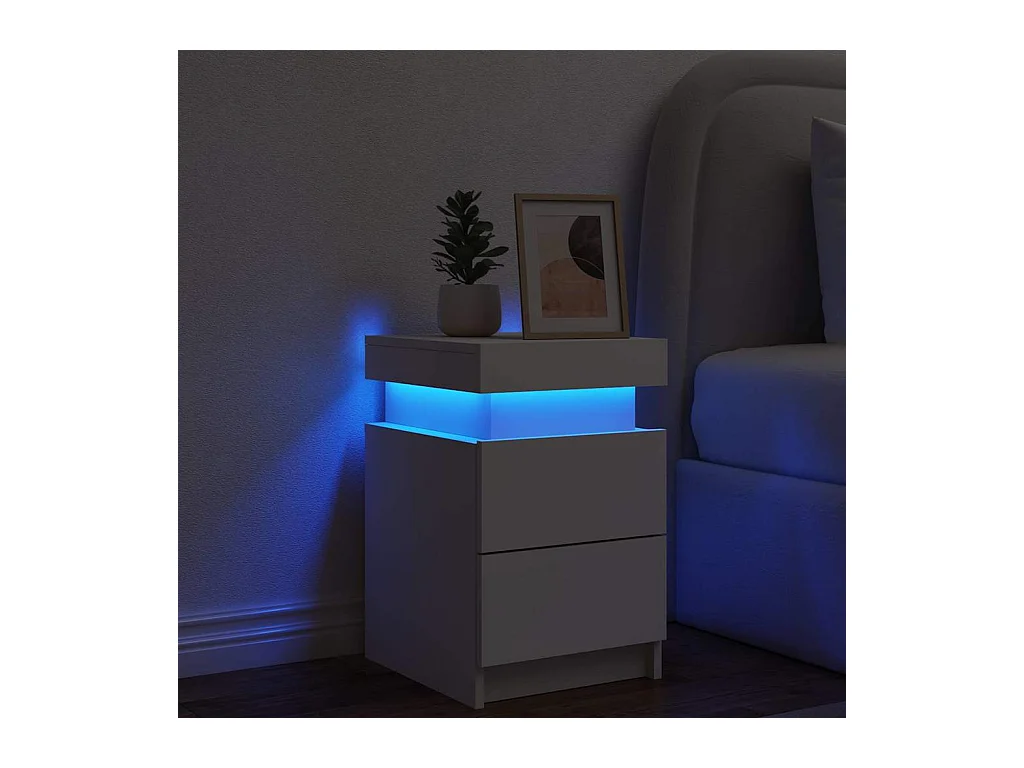 Comodino con luci LED bianco 35x39x55 cm
