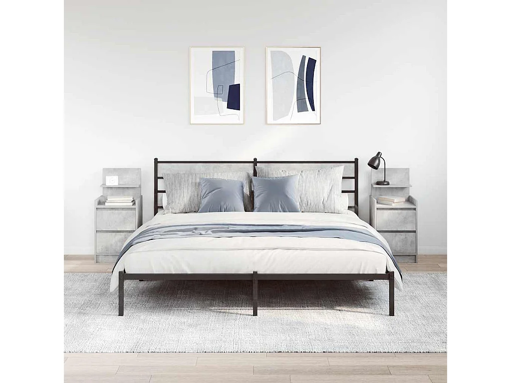 Tables de chevet avec 2 tiroirs 2 pcs gris béton 38x34x80 cm