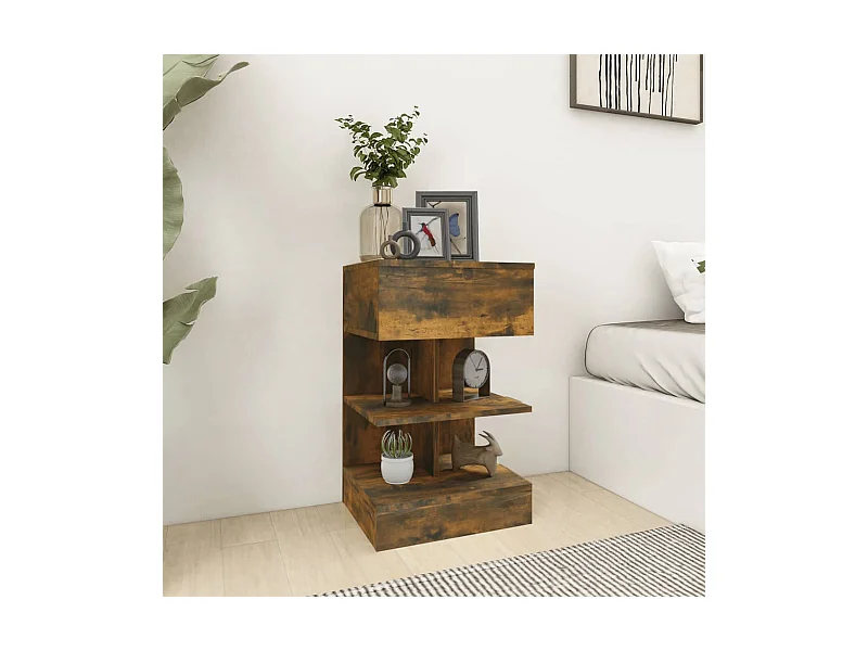 Tables de chevet 2 pcs chêne fumé 40x35x65 cm bois d’ingénierie