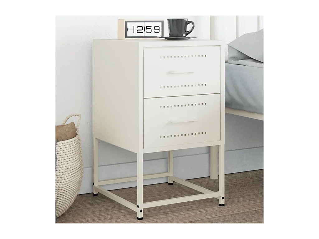 Table de chevet blanc 36x39x60,5 cm acier